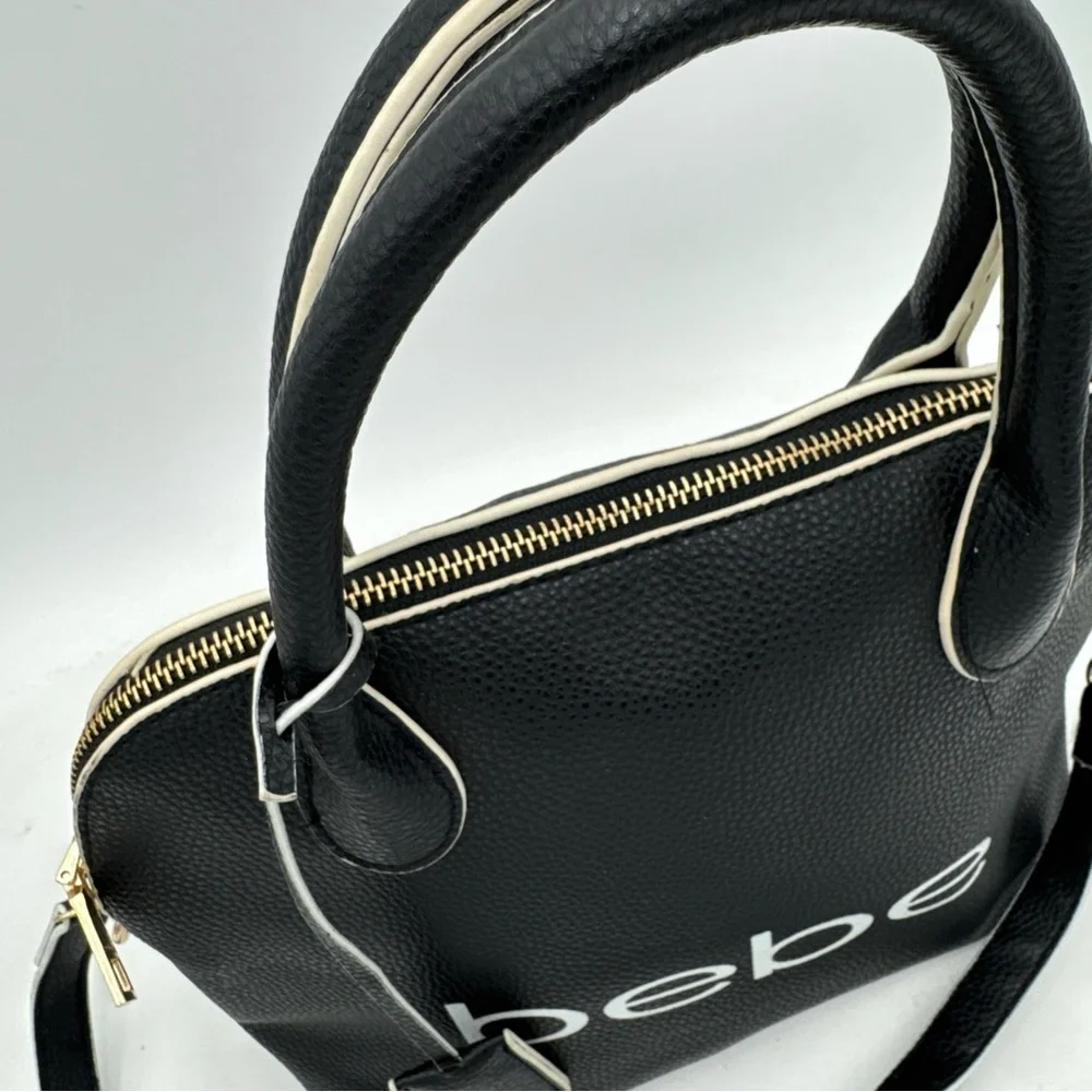Bebe Black Satchel with White Accents